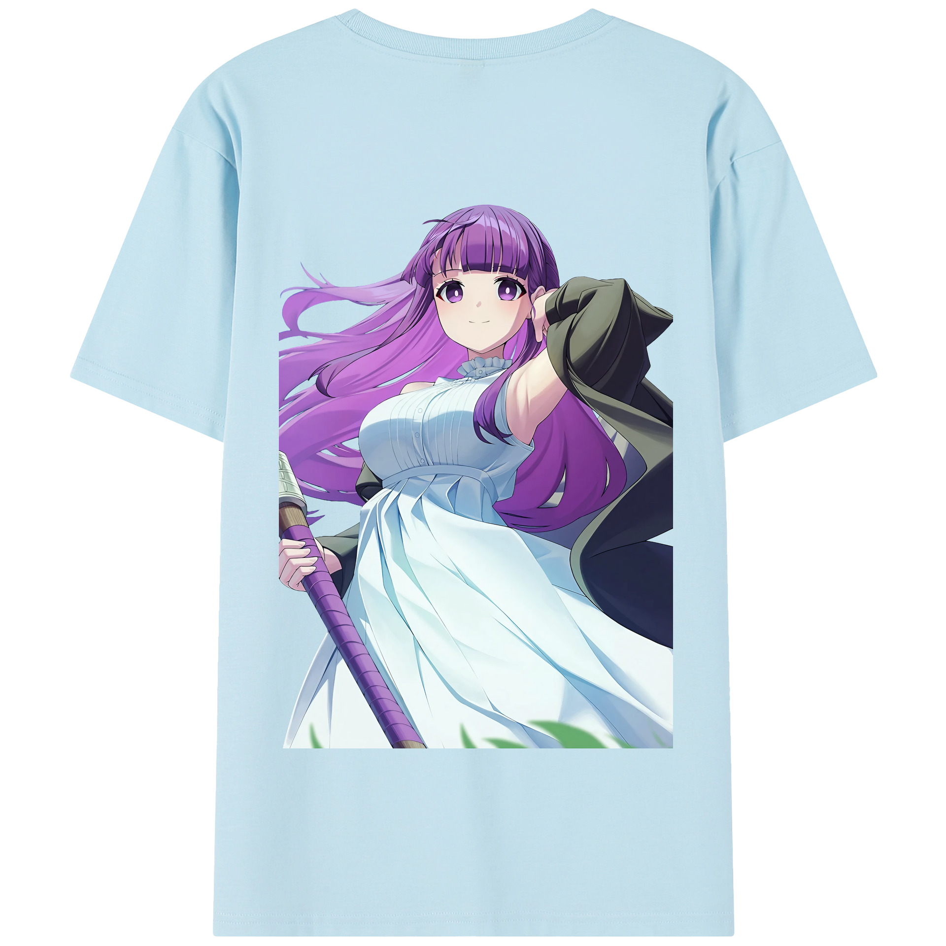 （画像用） 葬送のフリーレン Frieren 綿100％半袖Tシャツ（背面プリント）